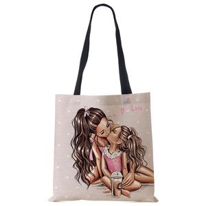 Eco-Friendly Mother Daughter Big Sis Little Sis Folding Tote Bag